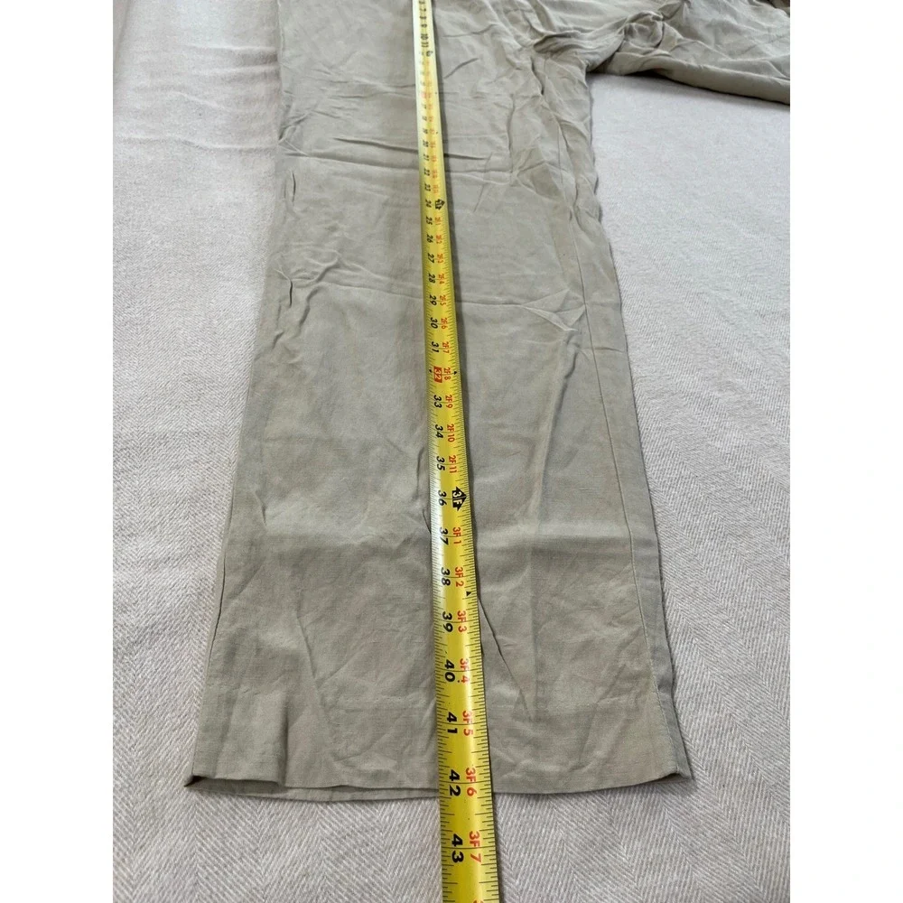 Polo Ralph Lauren Flat Pants‎ Men's size 38x32 Tan Khaki Linen Silk Blend